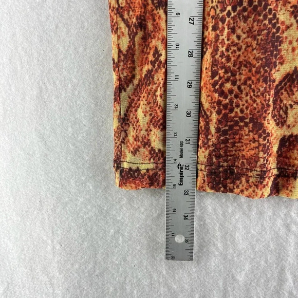 Urban Outfitters Dress Women's Sz Small Orange Mesh Snakeskin Mock Neck Bodycon - Picture 6 of 13